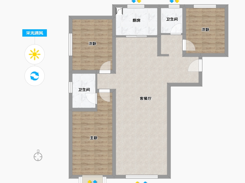 河北省-唐山市-璟樾府-90.81-户型库-采光通风