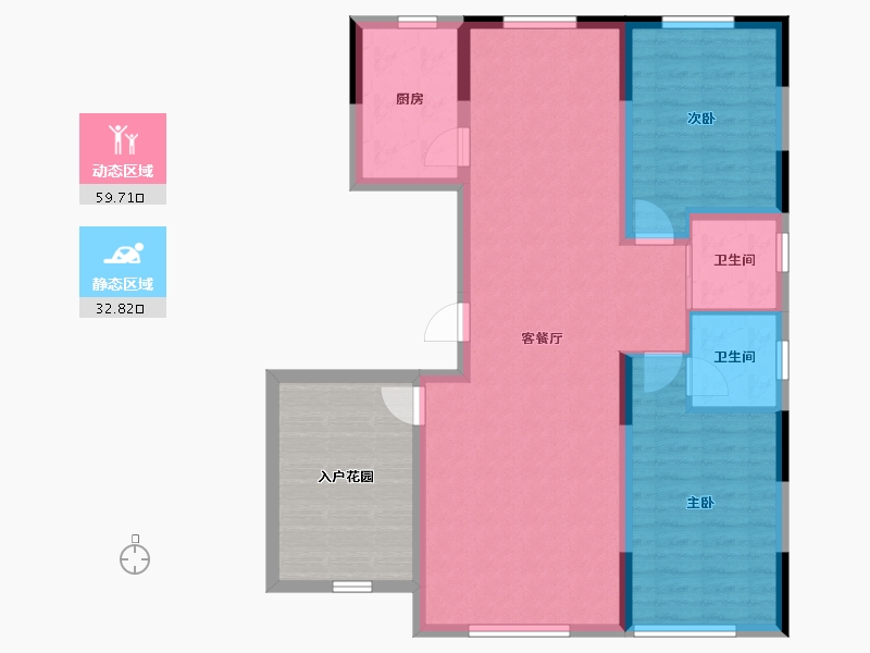 辽宁省-营口市-昆仑华府-94.78-户型库-动静分区