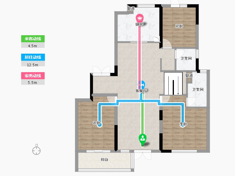 河南省-郑州市-永威望湖郡-104.81-户型库-动静线