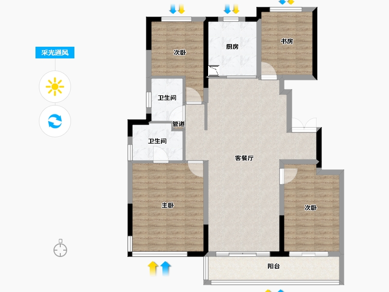 河南省-郑州市-永威望湖郡-115.20-户型库-采光通风