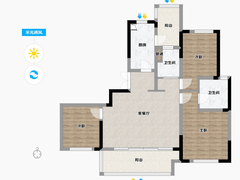 河南省-郑州市-永威望湖郡-96.80-户型库-采光通风