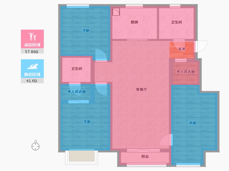 天津-天津市-旭辉六和茗著-88.00-户型库-动静分区