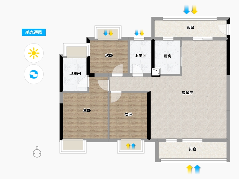 湖南省-株洲市-景业山湖湾-95.95-户型库-采光通风