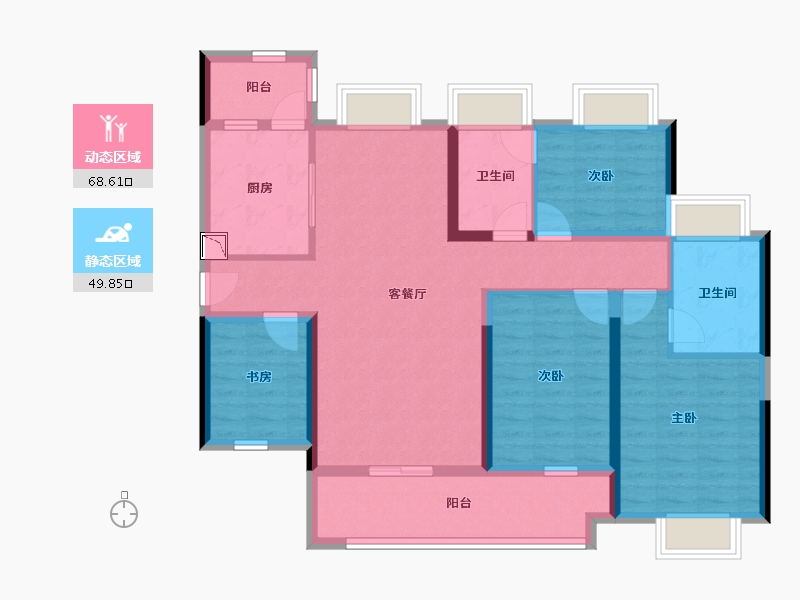 湖南省-株洲市-景业山湖湾-104.85-户型库-动静分区