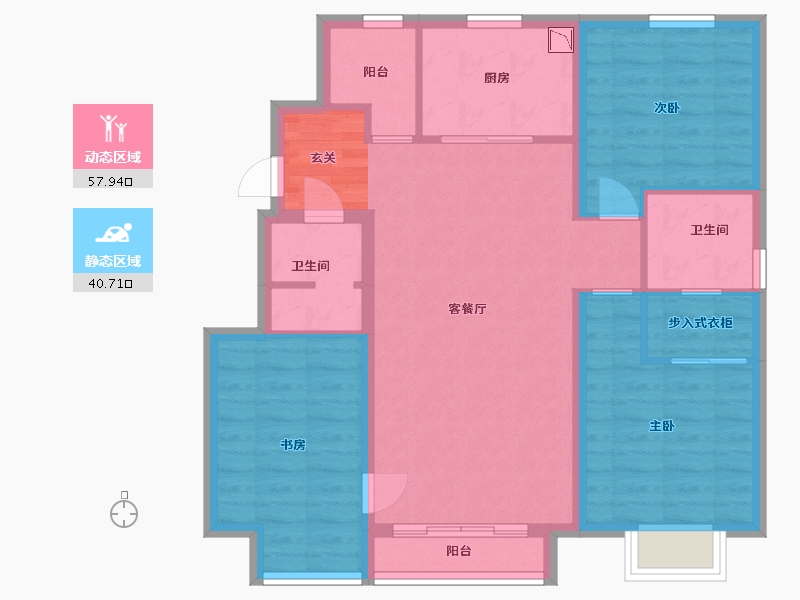 天津-天津市-旭辉六和茗著-88.00-户型库-动静分区