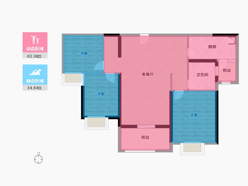 吉林省-长春市-恒大御峰-87.00-户型库-动静分区