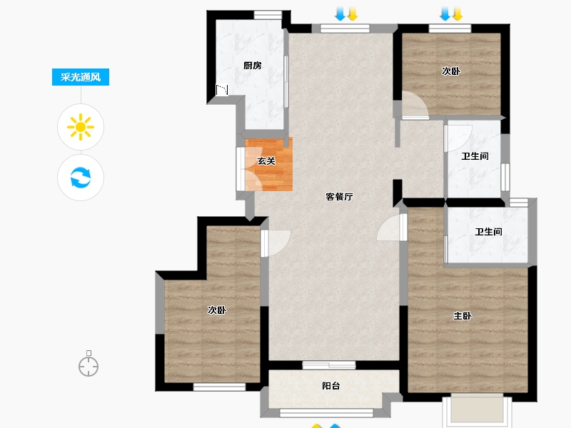 天津-天津市-雅居乐御宾府雅�h-87.11-户型库-采光通风