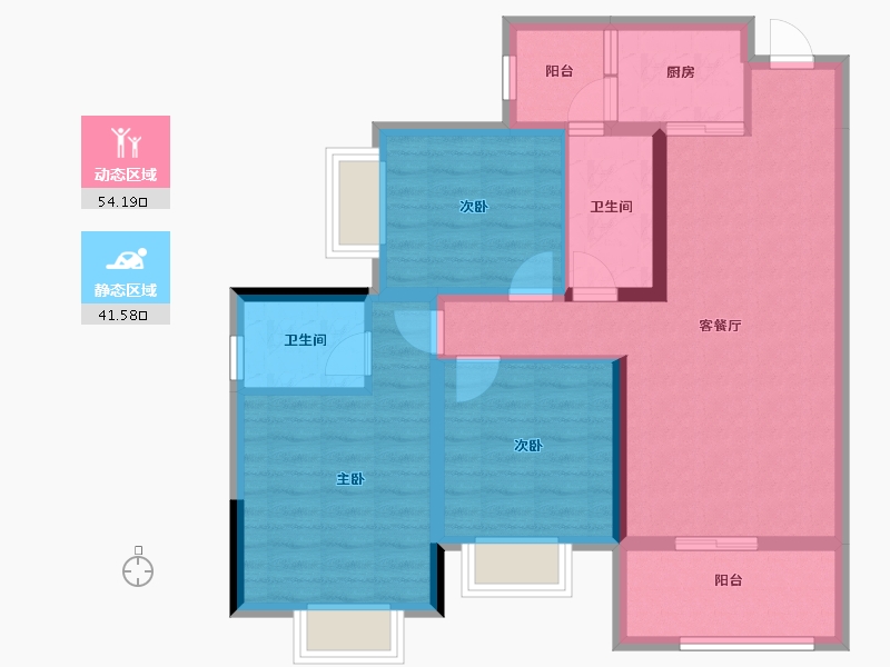 四川省-泸州市-万福商业城-84.82-户型库-动静分区