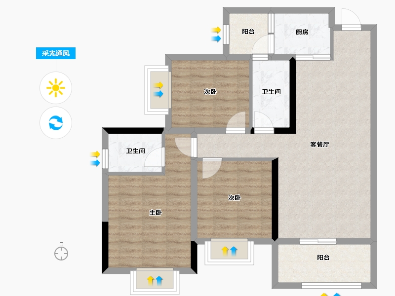 四川省-泸州市-万福商业城-84.82-户型库-采光通风