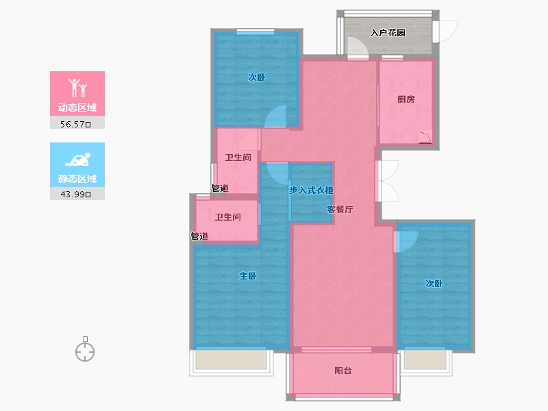 河南省-郑州市-碧源郑北瑞园-94.39-户型库-动静分区