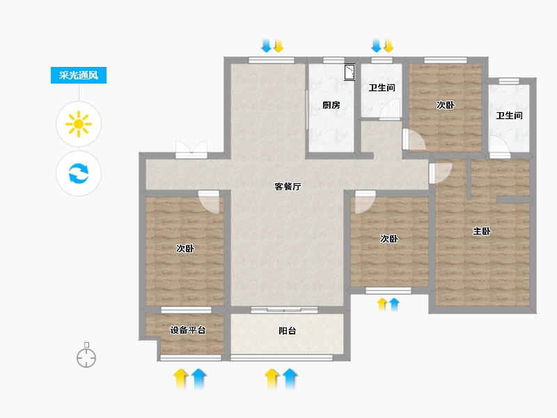 陕西省-渭南市-山水观园-120.15-户型库-采光通风