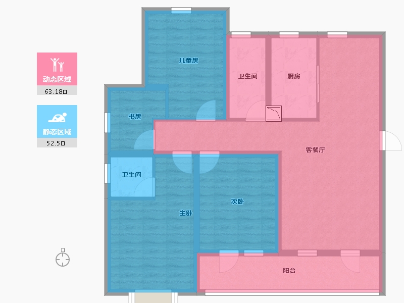 山东省-青岛市-世茂锦域-102.41-户型库-动静分区