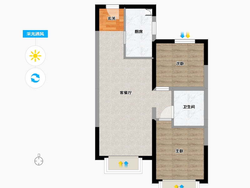 天津-天津市-凯旋门-53.12-户型库-采光通风