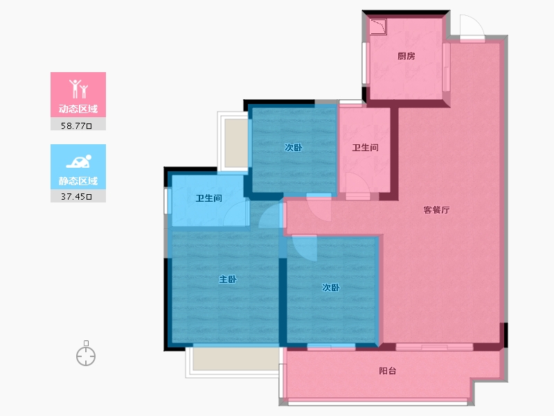 四川省-德阳市-万嘉国际社区-85.47-户型库-动静分区