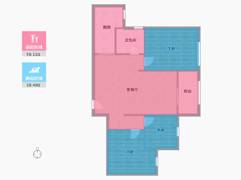 重庆-重庆市-国兴北岸江山-88.47-户型库-动静分区