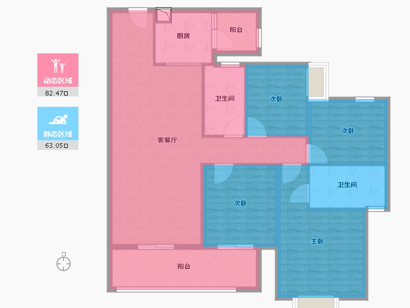 云南省-昆明市-龙湖天璞-132.00-户型库-动静分区