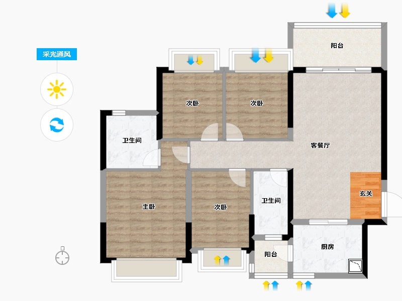 广东省-惠州市-惠州恒大御府-99.00-户型库-采光通风