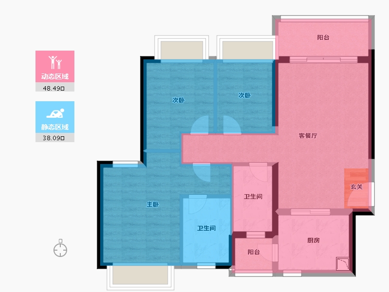 广东省-惠州市-惠州恒大御府-77.00-户型库-动静分区