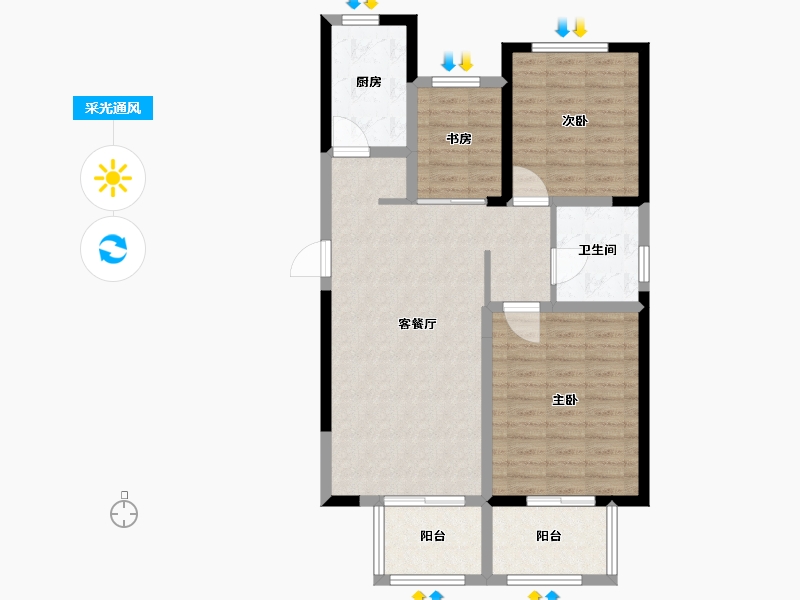 河南省-郑州市-紫荆半岛・东郡-88.00-户型库-采光通风