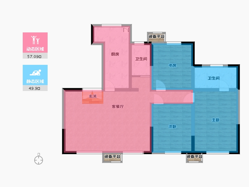 天津-天津市-天地源叠�Z院-97.42-户型库-动静分区