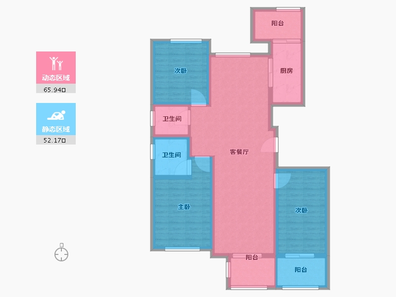 河南省-郑州市-紫荆半岛・东郡-105.60-户型库-动静分区