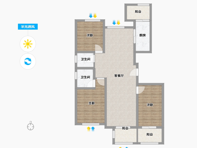 河南省-郑州市-紫荆半岛・东郡-105.60-户型库-采光通风