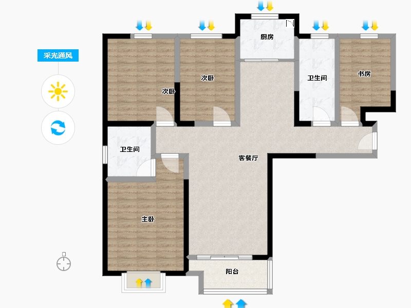 河南省-郑州市-宏光揽境-122.41-户型库-采光通风