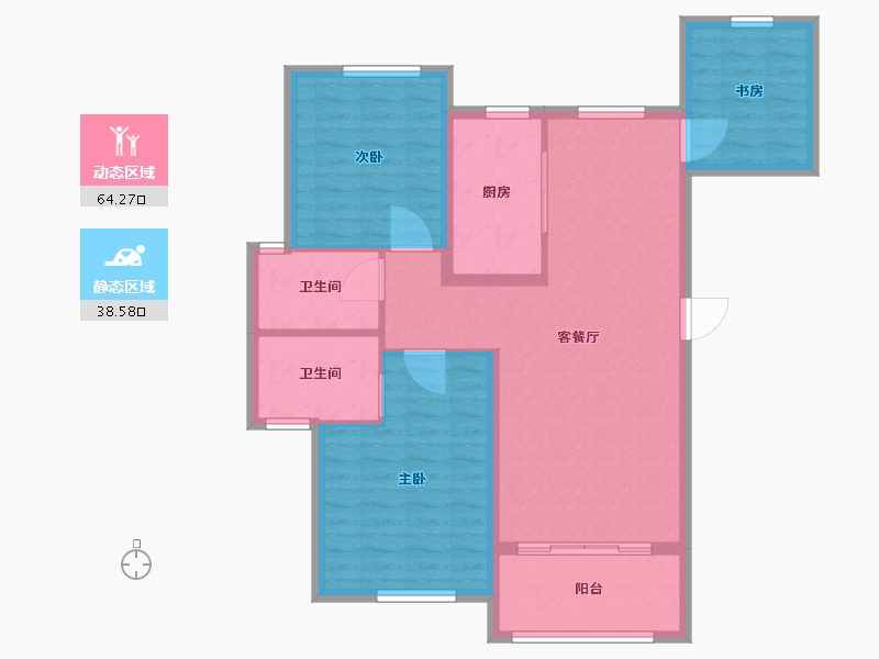 河南省-郑州市-紫荆半岛・东郡-92.80-户型库-动静分区