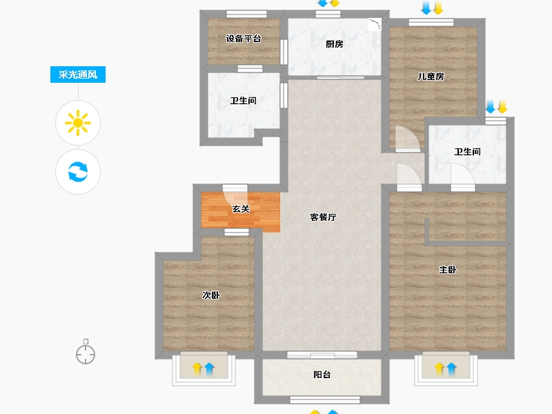 天津-天津市-联发静湖壹号-92.77-户型库-采光通风