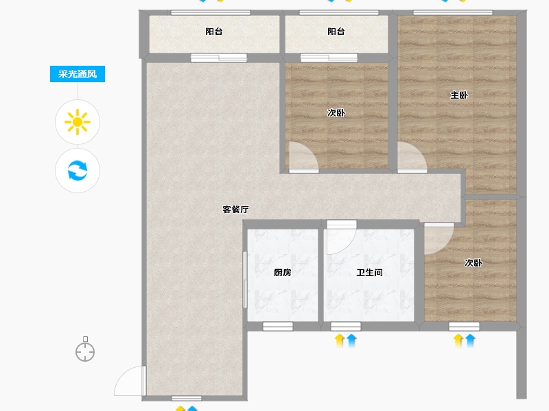 山东省-青岛市-龙湖昱城-79.64-户型库-采光通风