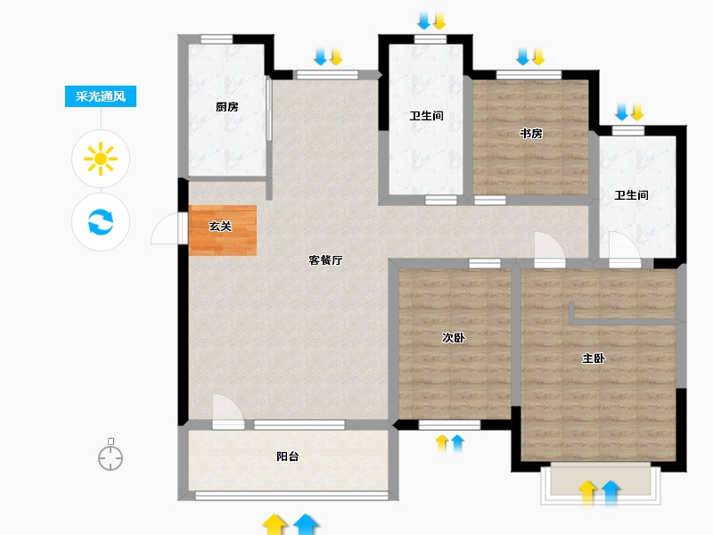 山东省-威海市-金猴・观湖阅山-114.40-户型库-采光通风