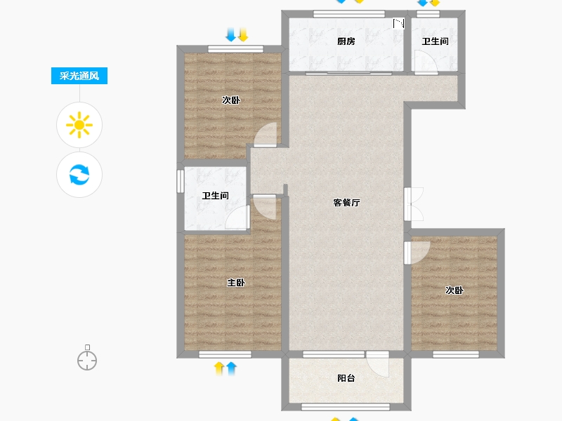 河北省-唐山市-万润府-102.15-户型库-采光通风