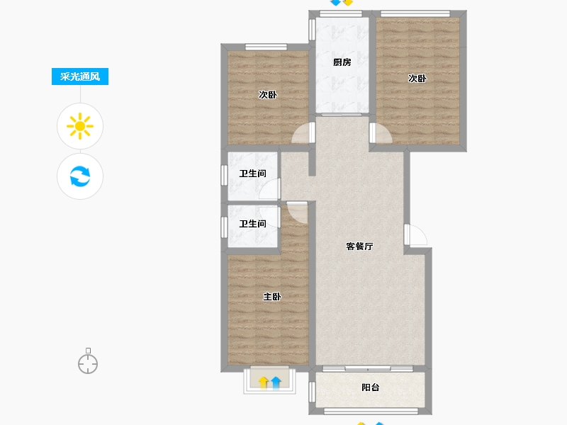 甘肃省-陇南市-瑞华嘉苑-100.36-户型库-采光通风