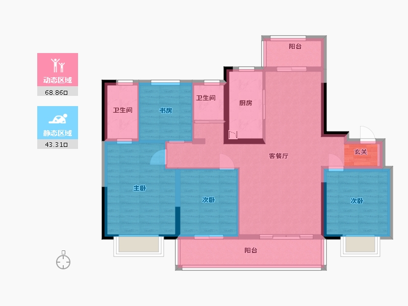 江苏省-南通市-碧桂园颐和江山-100.00-户型库-动静分区