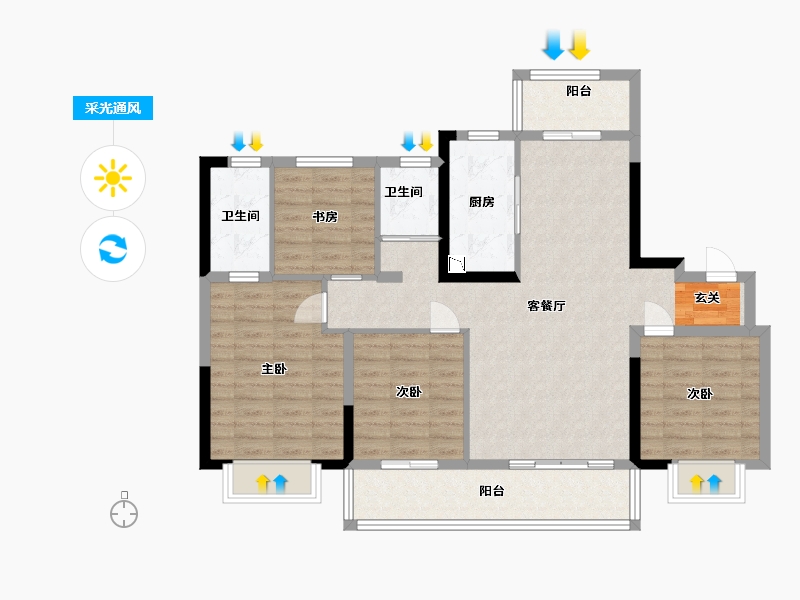 江苏省-南通市-碧桂园颐和江山-100.00-户型库-采光通风