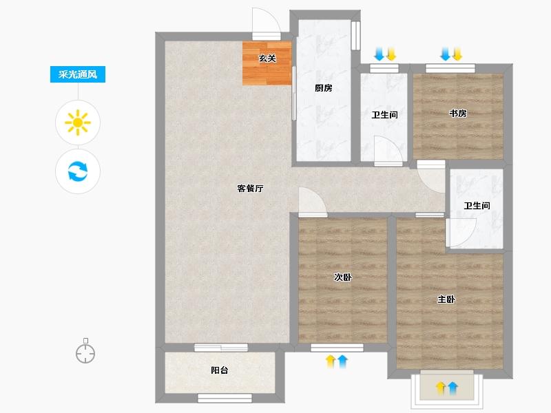 河北省-邢台市-中鼎・麒麟著-77.51-户型库-采光通风