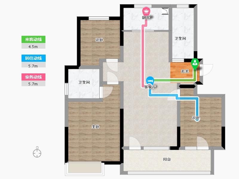 山东省-青岛市-海创景苑-105.60-户型库-动静线