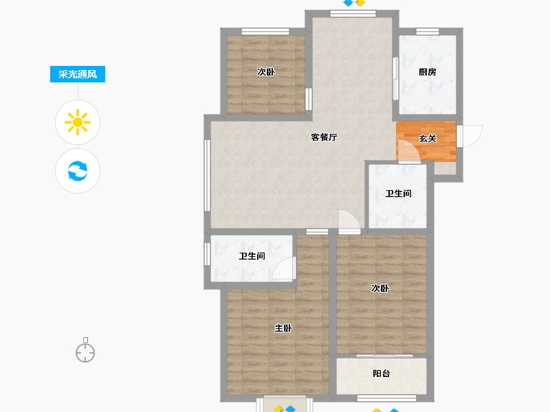 山东省-青岛市-明翠雅居-99.20-户型库-采光通风