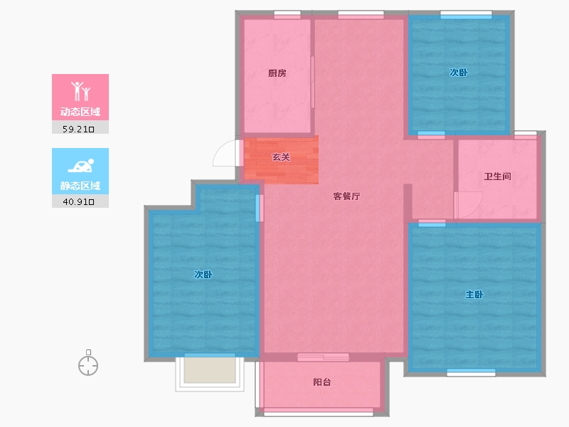 山东省-青岛市-香江名筑-89.60-户型库-动静分区