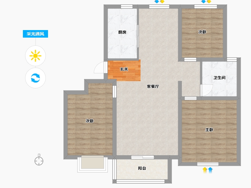 山东省-青岛市-香江名筑-89.60-户型库-采光通风