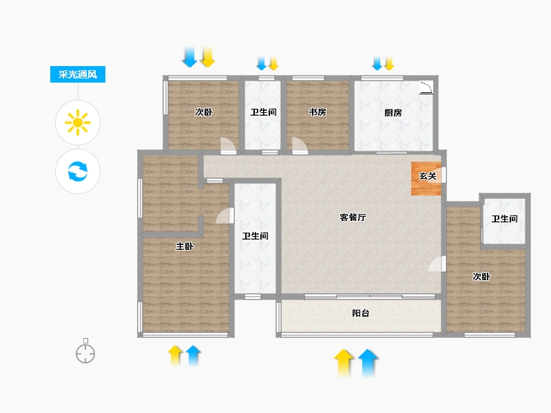 山东省-青岛市-海信君澜-183.23-户型库-采光通风