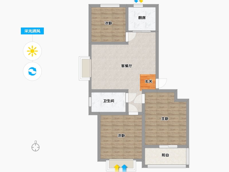 山东省-青岛市-香江名筑-82.40-户型库-采光通风