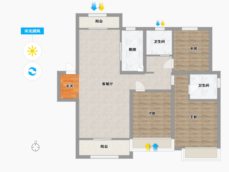 山东省-青岛市-中建尚锦苑-94.40-户型库-采光通风