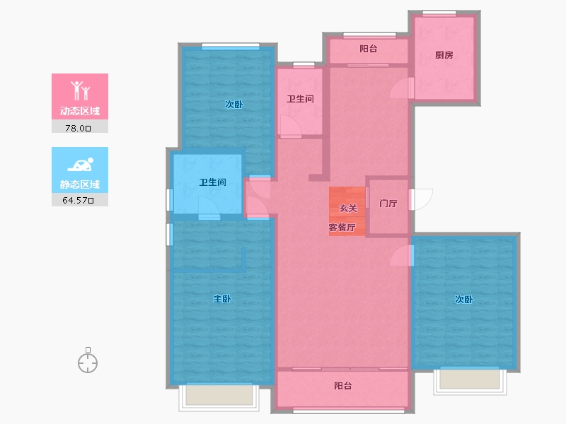 山东省-青岛市-明翠雅居-128.00-户型库-动静分区