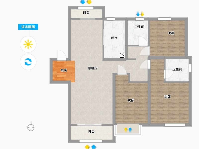 山东省-青岛市-中建尚锦苑-93.60-户型库-采光通风