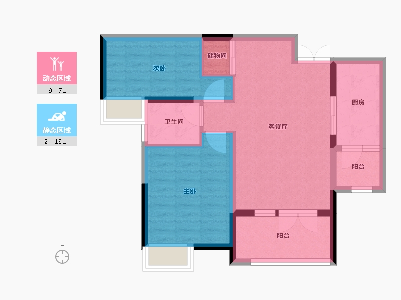 湖北省-宜昌市-宜都清江之星-65.33-户型库-动静分区