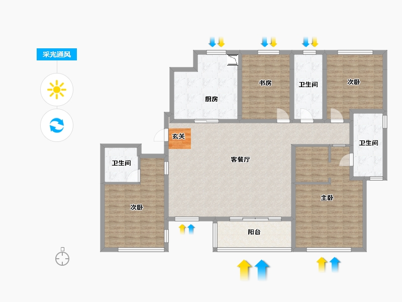 山东省-青岛市-海信君澜-153.93-户型库-采光通风