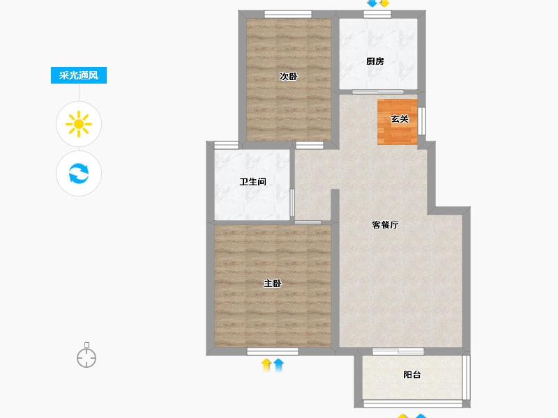 山东省-青岛市-香江名筑-69.60-户型库-采光通风