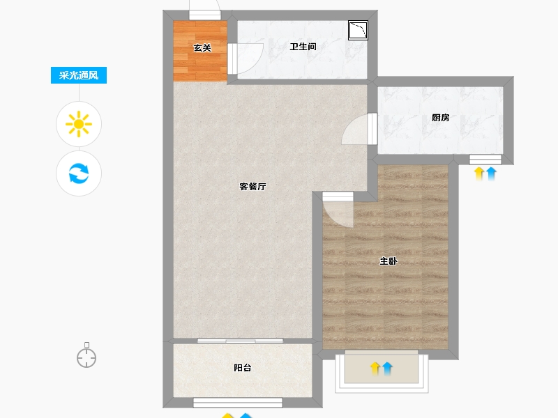 山东省-青岛市-明翠雅居-57.60-户型库-采光通风