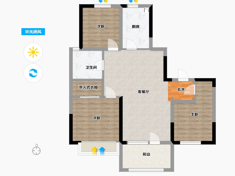 山东省-青岛市-海创景苑-84.79-户型库-采光通风